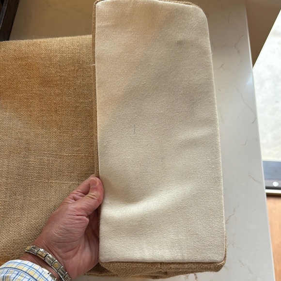 Brighton Earth Love Tote Burlap/Leather 13" x 15" LOVE MAKES EARTH GO ROUND - Picture 7 of 10